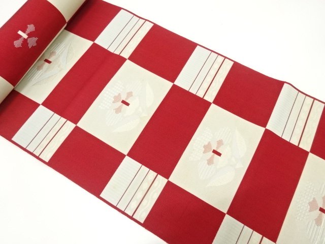 JAPANESE KIMONO / ANTIQUE MASU WOVEN FLOWER PATTERN 8